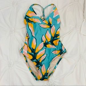 Teal Floral One Piece